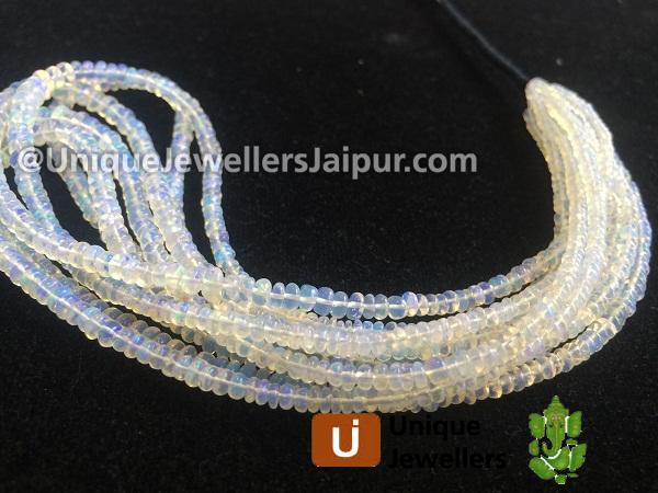 White Ethiopian Opal Smooth Roundelle Beads